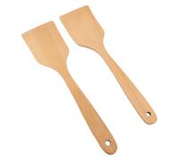 Smandy Spatule en Bois, Ensemble de 2 Spatules de Cuisson en Bois de Hêtre, Large Spatule à Frire Plate avec Prise Confortable, Polie à la Main pour Remuer, Retourner et Servir dans la Cuisine à