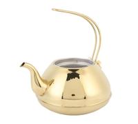 Smandy Théière en Acier Inoxydable Théière en Verre avec Passoire Amovible en Acier Inoxydable Verre Borosilicate de 1,5 L Finition Dorée Infuseur intégré pour l'heure du thé en Famille et les Petits