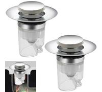 Smaoqingji Bonde Lavabo Bouchon Vidange Pop up - 2 Pièces, Couleur Argent, Bouchoner D'évier de Cuisine, Convient pour Salles de Bains, Les Balcons Cuisines, Assure Ecoulement Fluide de l'eau