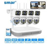 Smar Système de Caméras de Sécurité WiFi 6MP Double Objectif Kit de Caméras IP Sans Fil avec Audio Bidirectionnel NVR 8CH 8CH NVR and 4 Cam