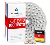 smardy Kit 100 pastilles test photomètre piscine - 50x Phenol Red & DPD1 | Comprimés de test pH en chlore libre pour testeurs électroniques PoolLab, SCUBA II, BAYROL - Made in Germany