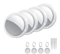 Smart Air Tracker Tag 4 Pack, Buscador de Objetos Bluetooth Funciona con Buscar Apple (sólo iOS), Localizador Bluetooth, Rastreador para Llaves, Cartera, Equipaje, Mochila, Batería Reemplazable Blanco
