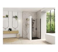 Smart Design 2 portes pivotantes sans seuil 85 profilé noir verre transparent - KINEDO PA9073NTNE