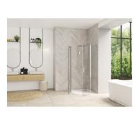 Smart Design accès angle 1/4 de rond sans seuil 90 prof chr verre transparent - KINEDO PA90198CTNE