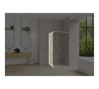 Smart Design accès d'angle coulissant 90 profilé blanc verre transparent g - KINEDO PA90274BTNEG