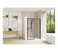 Smart Design coulissante sans seuil 100 profilé noir verre transparent d - KINEDO PA90112NTNED