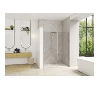 Smart Design porte pivotante XXL sans seuil 170 prof chr verre transparent - KINEDO PA9056CTNE
