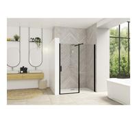 Smart Design porte pivotante XXL sans seuil 170 profilé noir verre transparent - KINEDO PA9056NTNE