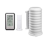 Smart Effects Technoline WS 9130 Réveil radio-piloté/station météo Capteur extérieur & TFA Dostmann Housse de protection pour émetteur extérieur, blanc, protège l'émetteur du soleil et de la pluie