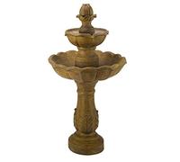 Fontaine solaire à 3 niveaux - SMART SOLAR - Kingsbury - Cascade - Résine - Marron et gris pierre vieillie