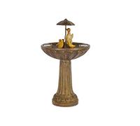 Smart Garden Fontaine de jardin solaire aspect bronze ornée d’une famille de canards sous un parapluie