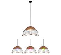 Smart Home Lampe à suspendre Cage métallique Lampe de salle à manger Rotin Lampe suspendue Bois tressé, contrôle par App, RGB LED 5W 470Lm blanc chaud froid, DxH 48x120 cm