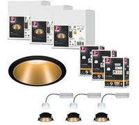 Smart Home Zigbee Kit Smart Home Zigbee 3.0 Spot encastré LED Cole + Zigbee Coin IP44 rond 88mm Coin 3x6W 3x470lm 230V gradable 2700K Noir mat/Doré Noir mat#Doré G