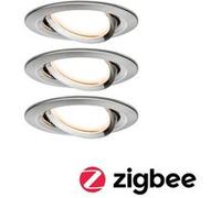 Smart Home Zigbee Kit Smart Home Zigbee 3.0 Spot encastré LED Nova Coin + Zigbee Cephei orientable rond 84mm 50° Coin 3x6W 3x470lm 230V 2700K Acier brossé Acier brossé G