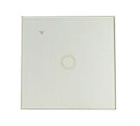 Smart Interrupteur tactile Wi-Fi 1 compartiment, interrupteur mural WiFi avec minuterie et télécommande, plaque en verre, pour Alexa & Google Home, conducteur neutre/conducteur de phase, blanc (doré)