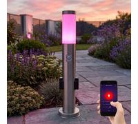 Lampadaire d'extérieur, détecteur de mouvement, prise de jardin, application, commande vocale dans un ensemble, y compris les ampoules LED RVB