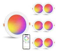 Smart LED Spot Encastrable Plat 12W Spot LED 230V, Blanc Chaud 2700K + RVB Changement de Couleur, Dimmable via Bluetooth(6 Pièces)