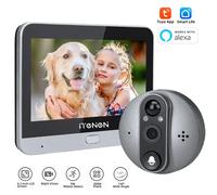 Smart Life House-Sonnette de porte sans fil, judas de porte, œil de porte avec caméra, détection PIR, 3MP, Tuya Samrt, Wi-Fi 2.4G Doorbell