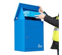 SMART PARCEL BOX Boite aux Lettres Colis, Fixation Murale, Individuelle, Acier galvanisé, 3 clés, Bleu, 44 x 35 x 58 cm