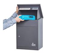 SMART PARCEL BOX Boite aux Lettres Colis, Fixation Murale, Individuelle, Acier galvanisé, 3 clés, Gris foncé, 44 x 35 x 58 cm