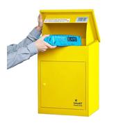 SMART PARCEL BOX Boite aux Lettres Colis, Fixation Murale, Individuelle, Acier galvanisé, 3 clés, Jaune, 44 x 35 x 58 cm