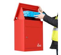 SMART PARCEL BOX Boite aux Lettres Colis, Fixation Murale, Individuelle, Acier galvanisé, 3 clés, Rouge, 44 x 35 x 58 cm