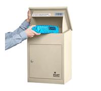 SMART PARCEL BOX Boite aux Lettres Colis, Fixation Murale, Individuelle, Acier galvanisé, 3 clés, Beige, 44 x 35 x 58 cm