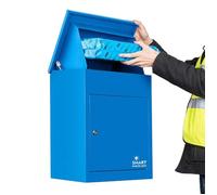 SMART PARCEL BOX Boite aux Lettres Colis, Fixation Murale, Individuelle, Acier galvanisé, 3 clés, Bleu, 44 x 35 x 58 cm