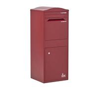 SMART PARCEL BOX Boite aux Lettres sur Pied, Boite à Colis extérieur, Acier galvanisé, Large, Serrure 3 clés, Bordeaux, 41.5 x 38.5 x 104 cm