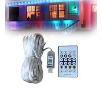 Smart Rainbow LED Permanent Outdoor Light - Smartlight,Lampe d'extérieur permanente à DEL arc-en-ciel intelligente,Bande LED extérieure étanche IP65,lumières d'avant-toit de couleur arc-en-ciel (15M)