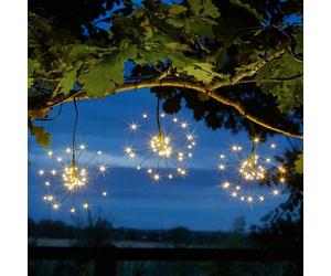 Smart Solar Lot 3 Lampes Solaire LED Extérieur Starburst Noires Suspendues 3 V