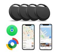 Smart Tag Lot de 4 étiquettes compatibles avec Apple Find My et Google Find Hub, suivi global, sonnerie, batterie remplaçable, noir