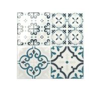 Smart Tiles Crédence adhésive, Carré Bleu & Blanc, 22,86x22,86 cm | Lot de 5 (0,26 m²), Lustrée, Résiste chaleur/humidité, COV Cuisine/Salle de bain, Idéal locataires, Fabriqué au Canada
