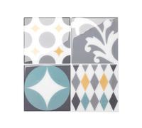 Smart Tiles Crédence adhésive, Carré Bleu Canard & Gris, 22,86x22,86 cm | Lot de 5 (0,26 m²), Lustrée, Résiste chaleur/humidité, COV Cuisine/Salle de bain, Idéal locataires, Fabriqué au Canada