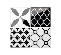 Smart Tiles Crédence adhésive, Carré Noir & Blanc, 22,86x22,86 cm | Lot de 5 (0,26 m²), Lustrée, Résiste chaleur/humidité, COV Cuisine/Salle de bain, Idéal locataires, Fabriqué au Canada