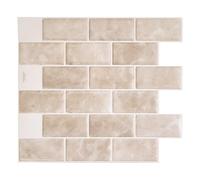Smart Tiles Crédence adhésive, Métro Beige Latte, 27,81x24,64 cm | Lot de 4 (0,23 m²), Lustrée, Résiste chaleur/humidité, COV Cuisine/Salle de bain, Idéal locataires, Fabriqué au Canada