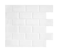 Smart Tiles Crédence adhésive, Métro Blanc Pur, 27,81x24,64 cm | Lot de 4 (0,23 m²), Lustrée, Résiste chaleur/humidité, COV Cuisine/Salle de bain, Idéal locataires, Fabriqué au Canada