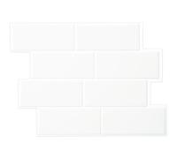 Smart Tiles Crédence adhésive, Métro Blanc Pur, 29,34x21,28 cm | Lot de 5 (0,26 m²), Lustrée, Résiste chaleur/humidité, COV Cuisine/Salle de bain, Idéal locataires, Fabriqué au Canada