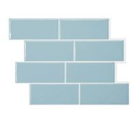 Smart Tiles Crédence adhésive, Métro Bleu Poudré, 29,34x21,28 cm | Lot de 5 (0,26 m²), Lustrée, Résiste chaleur/humidité, COV Cuisine/Salle de bain, Idéal locataires, Fabriqué au Canada