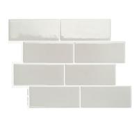 Smart Tiles Crédence adhésive, Métro Gris Perle, 29,34x21,28 cm | Lot de 5 (0,26 m²), Lustrée, Résiste chaleur/humidité, COV Cuisine/Salle de bain, Idéal locataires, Fabriqué au Canada