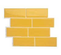 Smart Tiles Crédence adhésive, Métro Jaune, 29,34x21,28 cm | Lot de 5 (0,26 m²), Lustrée, Résiste chaleur/humidité, COV Cuisine/Salle de bain, Idéal locataires, Fabriqué au Canada