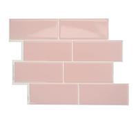 Smart Tiles Crédence adhésive, Métro Rose Blush, 29,34x21,28 cm | Lot de 5 (0,26 m²), Lustrée, Résiste chaleur/humidité, COV Cuisine/Salle de bain, Idéal locataires, Fabriqué au Canada