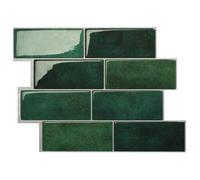 Smart Tiles Crédence adhésive, Métro Vert Émeraude, 29,34x21,28 cm | Lot de 5 (0,26 m²), Lustrée, Résiste chaleur/humidité, COV Cuisine/Salle de bain, Idéal locataires, Fabriqué au Canada