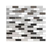 Smart Tiles Crédence adhésive, Mosaïque Gris Métallisé, 25,92x23,11 cm | Lot de 5 (0,27 m²), Lustrée, Résiste chaleur/humidité, COV Cuisine/Salle de bain, Idéal locataires, Fabriqué au Canada