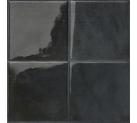 Smart Tiles Crédence adhésive, Zellige Noir Charbon, 22,86x22,86 cm | Lot de 5 (0,26 m²), Lustrée, Résiste chaleur/humidité, COV Cuisine/Salle de bain, Idéal locataires, Fabriqué au Canada