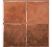 Smart Tiles Crédence adhésive, Zellige Rouge Terracotta, 22,86x22,86 cm | Lot de 5 (0,26 m²), Lustrée, Résiste chaleur/humidité, COV Cuisine/Salle de bain, Idéal locataires, Fabriqué au Canada