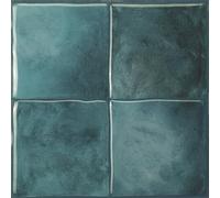 Smart Tiles Crédence adhésive, Zellige Vert Sarcelle, 22,86x22,86 cm | Lot de 5 (0,26 m²), Lustrée, Résiste chaleur/humidité, COV Cuisine/Salle de bain, Idéal locataires, Fabriqué au Canada