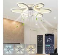 Smart Ventilateur de plafond avec éclairage et télécommande Ø65cm Dimmable 3000-6000K Plafonnier avec ventilateur 6 vitesses de vent