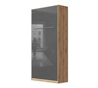 SMARTBett Standard 90x200cm Vertical Chene Sauvage/Anthracite Brillant | Lit Escamotable, Lit Mural, Lit Rabattable, Lit Pliant, Lit Armoire, Lit Pliable