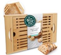 Smartday Planche à pain avec compartiment ramasse-miettes en bois de bambou